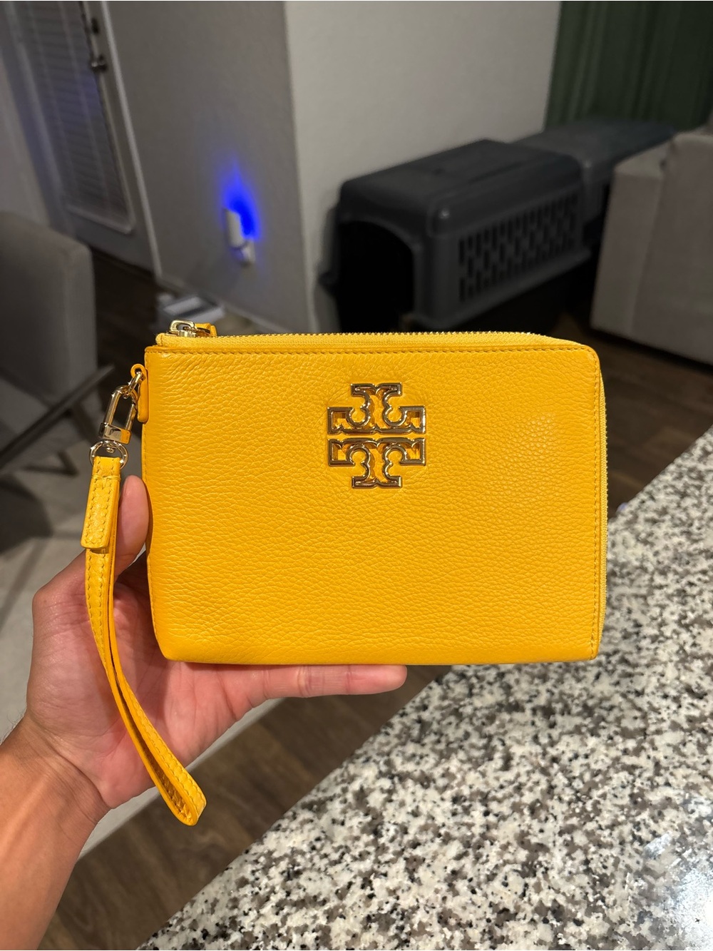 Tory Burch Yellow Leather Cassia Wristlet